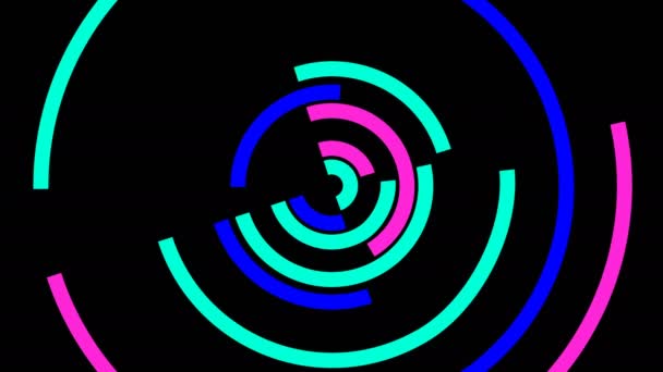 Cercles colorés dynamiques linéaires simples abstraits en mouvement — Video