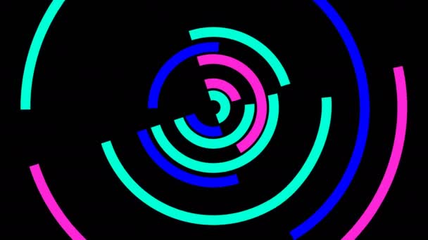 Círculos coloridos dinâmicos lineares abstratos em movimento — Vídeo de Stock
