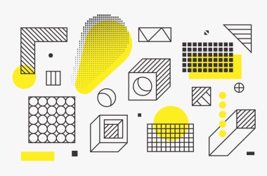 Evrensel eğilim doğrusal geometrik şekiller ile noktalı resim öğeleri ayarla