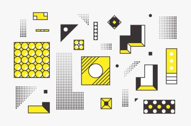 Evrensel eğilim doğrusal geometrik şekiller ile noktalı resim öğeleri ayarla