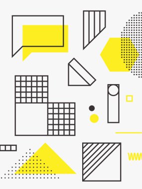 Evrensel eğilim poster. Doğrusal geometrik şekiller ile noktalı resim öğeleri ayarla