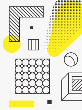 Evrensel eğilim poster. Doğrusal geometrik şekiller ile noktalı resim öğeleri ayarla