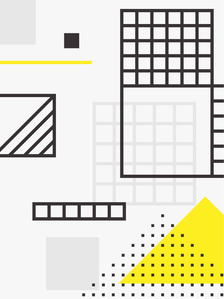 Универсальный трендовый плакат. Набор линейных геометрических фигур с элементами полутона
