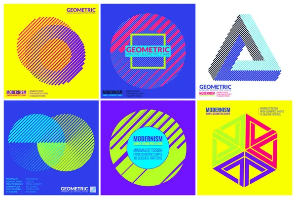 Simplicity Geometric Design Set Clean Lines and Colorful Forms — Stock Vector