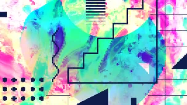 Abstracte geometrische compositie. Glitch lawaai Video — Stockvideo