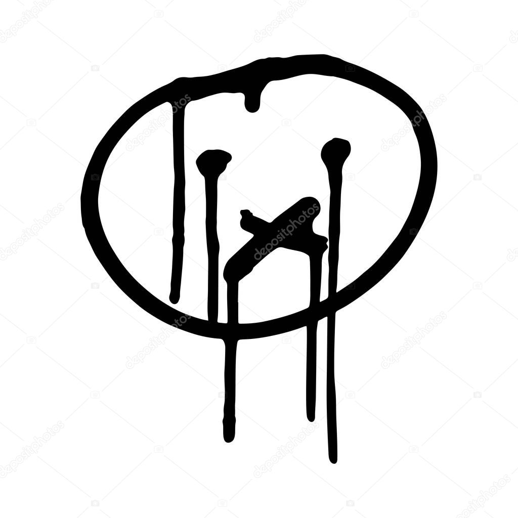 Graffiti grunge emoji with black ond white colour