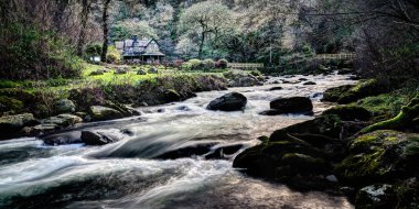 Burada buluşacağını, Doğu Lyn nehir ve detay meşe su iki su ahşap köprü çapraz. Giriş arasında köprüler çok Exmoor üzerinde en iyi tearooms biri. SSI ve yaklaşık 40 mil yürüyen suları ve woodl tarafından site içinde tearooms oturmak
