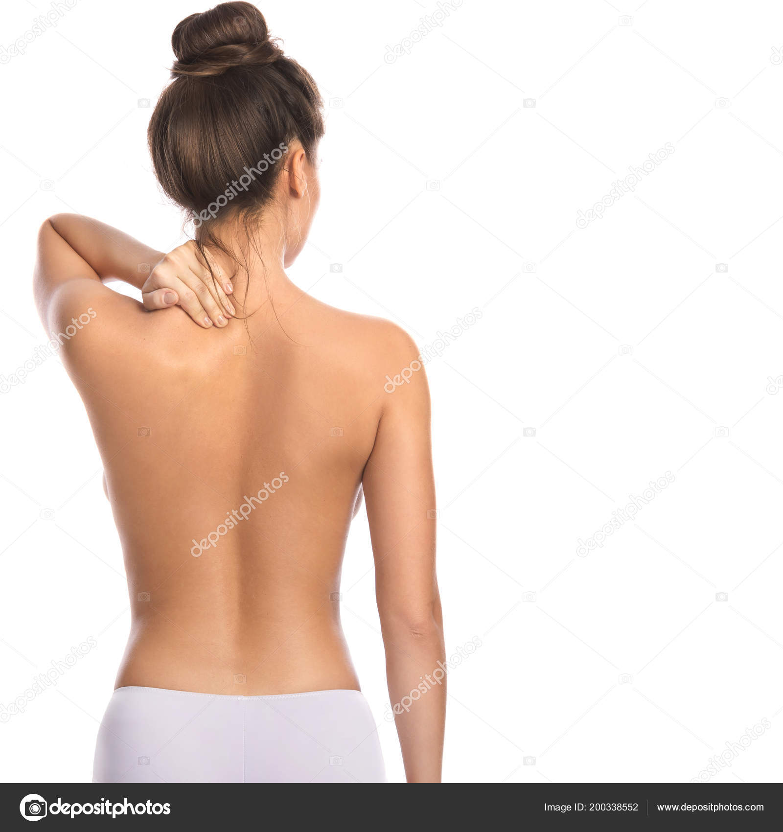 Woman Pain Back Neck White Background Stock Photo by ©AY_PHOTO 200338552