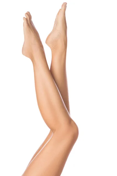 Schöne Weibliche Beine Mit Perfekter Haut Auf Weißem Hintergrund — Stockfoto