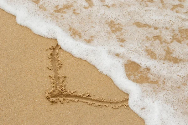 Drawing Heart Sand Wave Foam — Stock Photo, Image