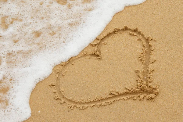 Drawing Heart Sand Wave Foam Royalty Free Stock Photos