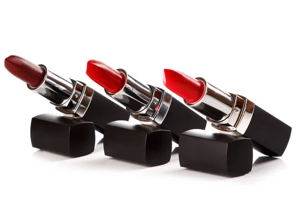 Different Kind Red Lipsticks White Background — Stock Photo, Image