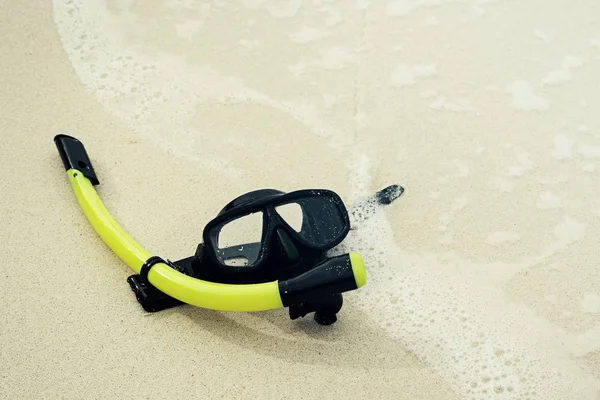 Close View Mask Snorkeling Sandy Beach — Stock Photo, Image