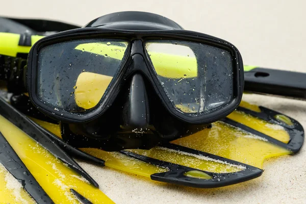 Apparatuur Voor Het Snorkelen Zandstrand Close — Stockfoto