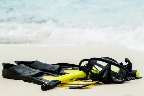 Equipment Snorkeling Sandy Beach Close — Stock Photo, Image