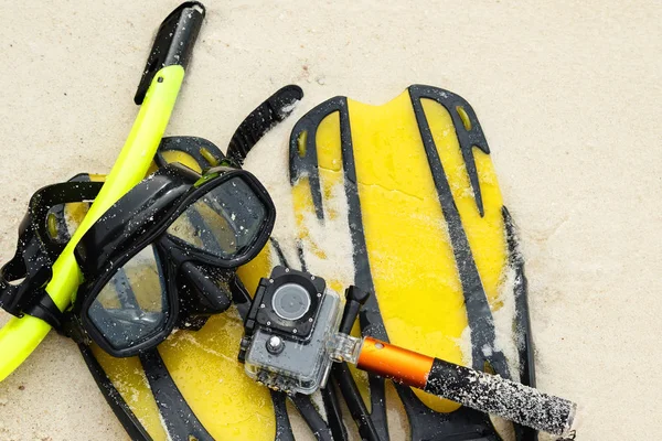 Equipment Snorkeling Action Camera Waterproof Case Beach — Stock Photo, Image