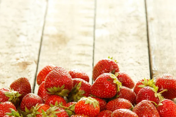 Fresh Rustic Strawberries Wooden Table — Stock Photo, Image