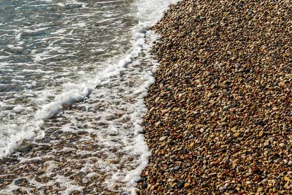 Gładkie Żwirowa Okrągłe Kamienie Plaży — Zdjęcie stockowe