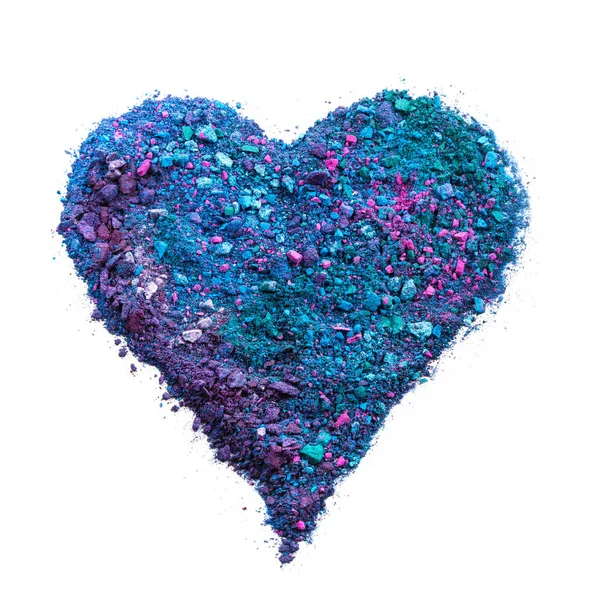 Crushed Eye Shadows Shape Heart White Background — Stock Photo, Image