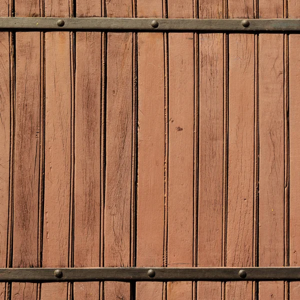 Wooden Wall Surface Steel Planks Rivets — Stock Photo, Image