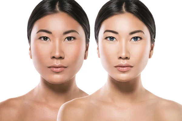 Transformation Femme Asiatique Résultat Une Chirurgie Plastique Une Retouche — Photo