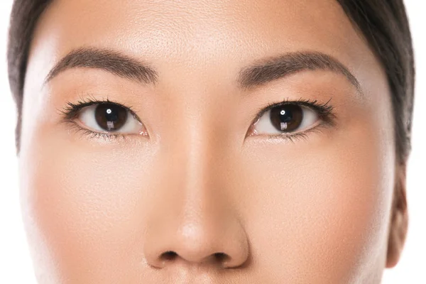 Close Olhos Asiáticos Olhos Cuidados Beleza — Fotografia de Stock