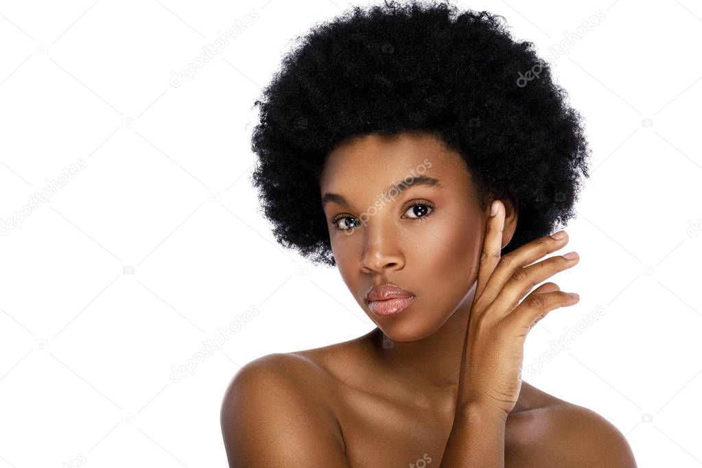 Portrait of young and cute african woman 