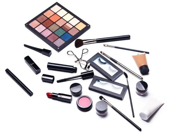 Olika makeup-objekt och kosmetika — Stockfoto