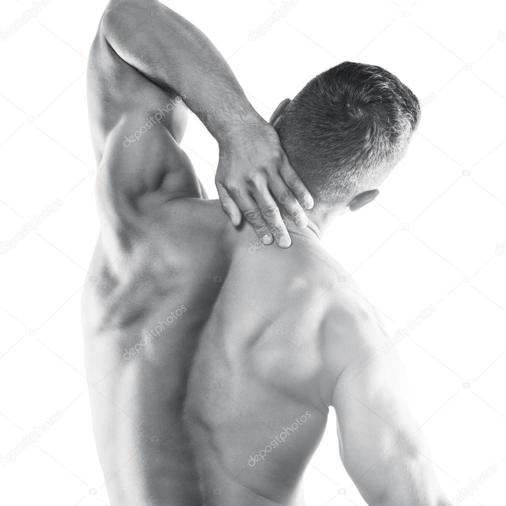 Young man showing his muscular back