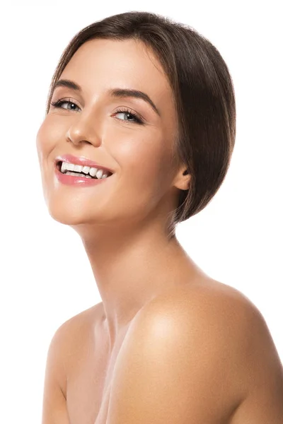 Portrait of young and beautiful woman with a perfect smooth skin — Stock Photo, Image