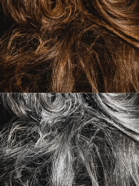 Grigliatura precoce dei capelli, invecchiamento, colorazione o recupero speciale t — Foto Stock