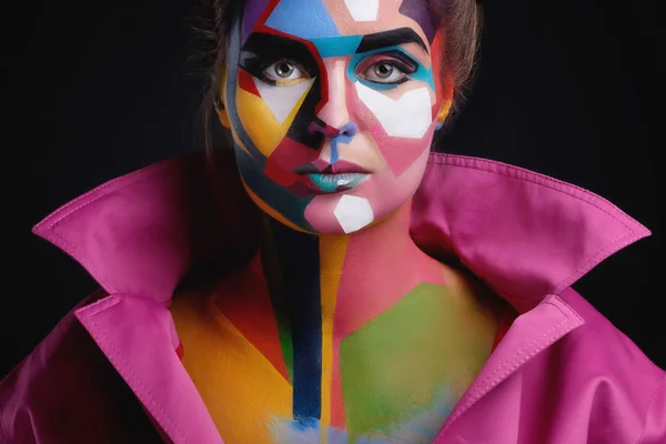 Model with a creative pop art make-up on her face — Stock Photo, Image