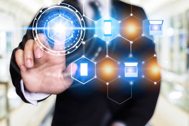 İşadamı ağ teknoloji ve iletişim