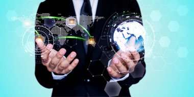 İşadamı ağ teknoloji ve iletişim