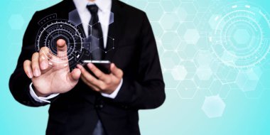 İşadamı ağ teknoloji ve iletişim