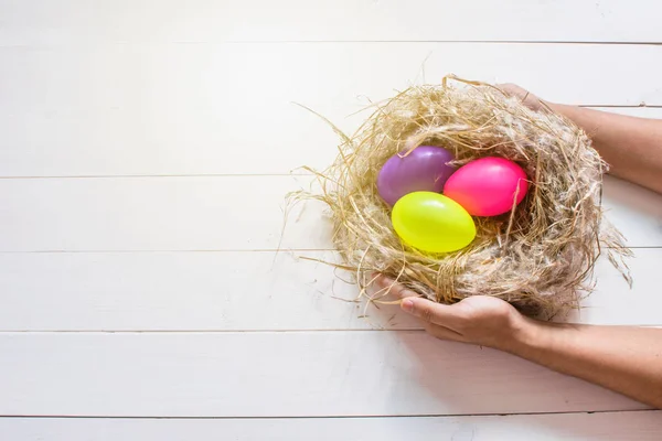 Ostereier Mit Kaninchen Niedlich Kreativ — Stockfoto