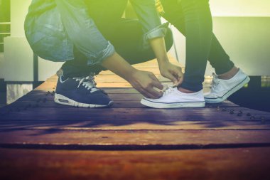 Ayakkabı sevgilisi romantik aşık kravat