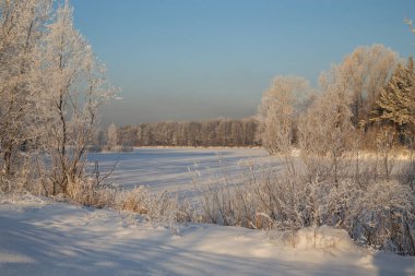 Sibirya'da kış manzarası.