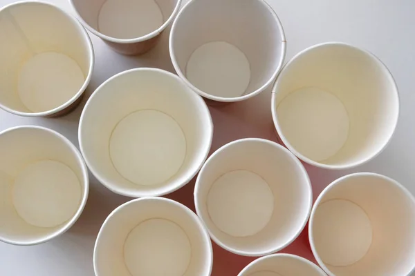 Paper cups, texture. Ecology environment protection. Ecology. Recycled material. Close up.