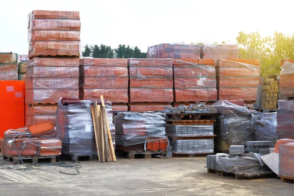 Materiais Construção Materiais Construção Para Construção Loja Construção Pilha Alvenaria — Fotografia de Stock
