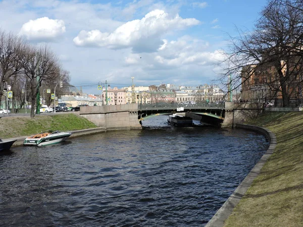 Vista Del Río Puente Primavera San Petersburgo — Foto de Stock