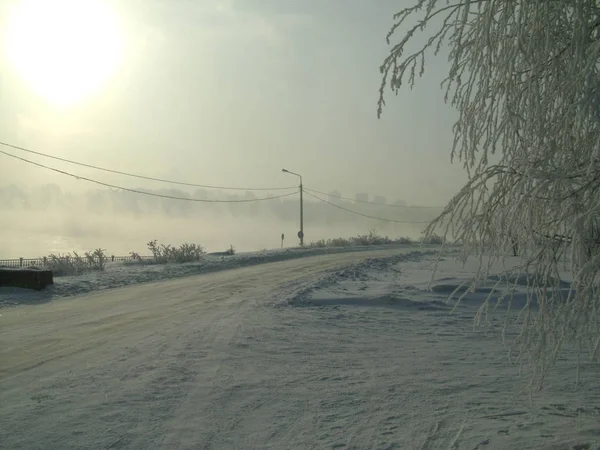 Schöne Schneebedeckte Landschaft Winter Krasnoyarsk Russland — Stockfoto