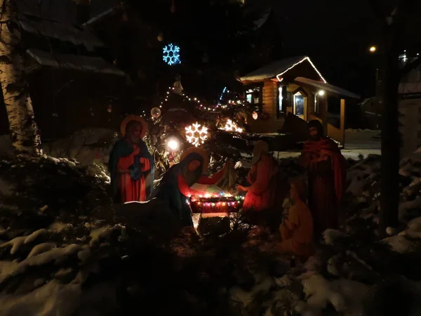 Décoration Noël Dans Nuit Décembre — Photo