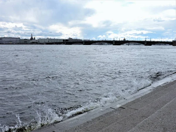 Vista Del Río Edificios Verano San Petersburgo — Foto de Stock