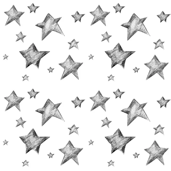 Um padrão sem costura elegante com estrelas em preto e branco — Fotografia de Stock