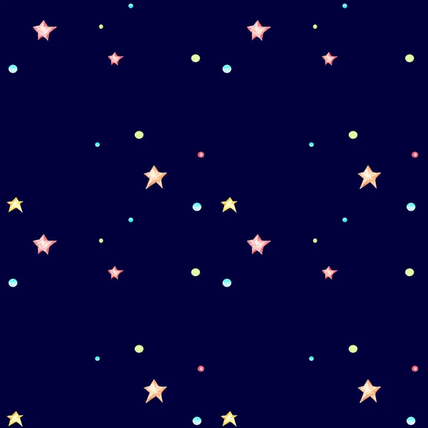 Seamless pattern with small stars on a dark blue background. — Stock Photo, Image