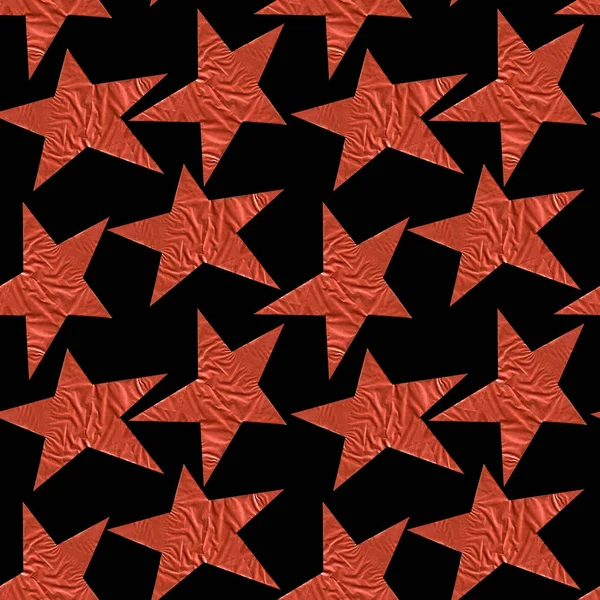Seamless pattern with bronze stars on a black background.