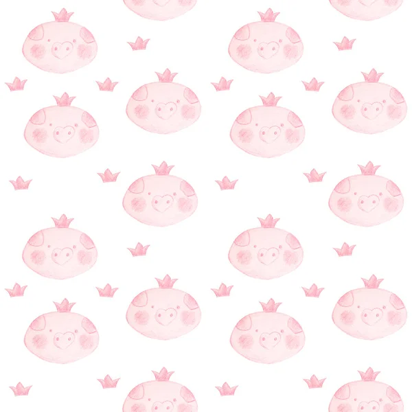 Cute seamless pattern with funny piglets princesses.