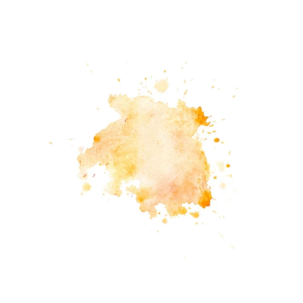 Tache d'aquarelle d'orange avec éclaboussures et taches. Dessiné à la main . — Photo