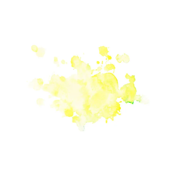 带有飞溅和污渍的黄色水彩污渍。手绘. — 图库照片